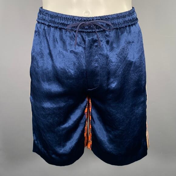 GUCCI Size 28 Blue Orange Monogram Acetate Joggers Shorts - Picture 1 of 9